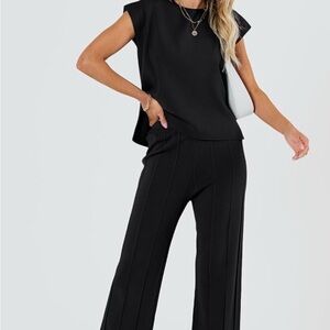 Sophisticated Black Wide Leg Knit Pants